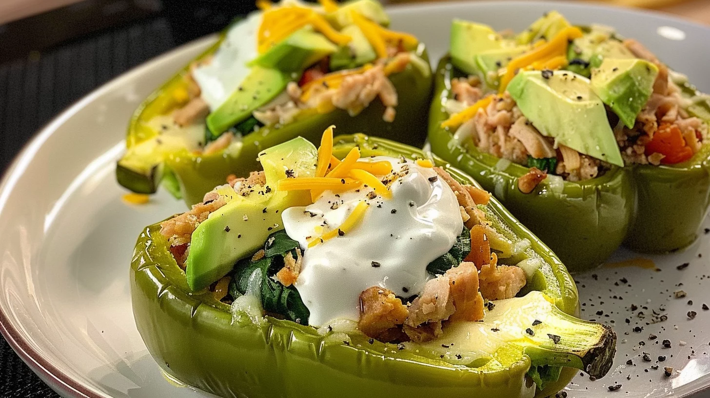 Turkey And Spinach Stuffed Bell Peppers