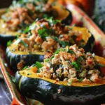 Turkey Stuffed Acorn Squash Boats