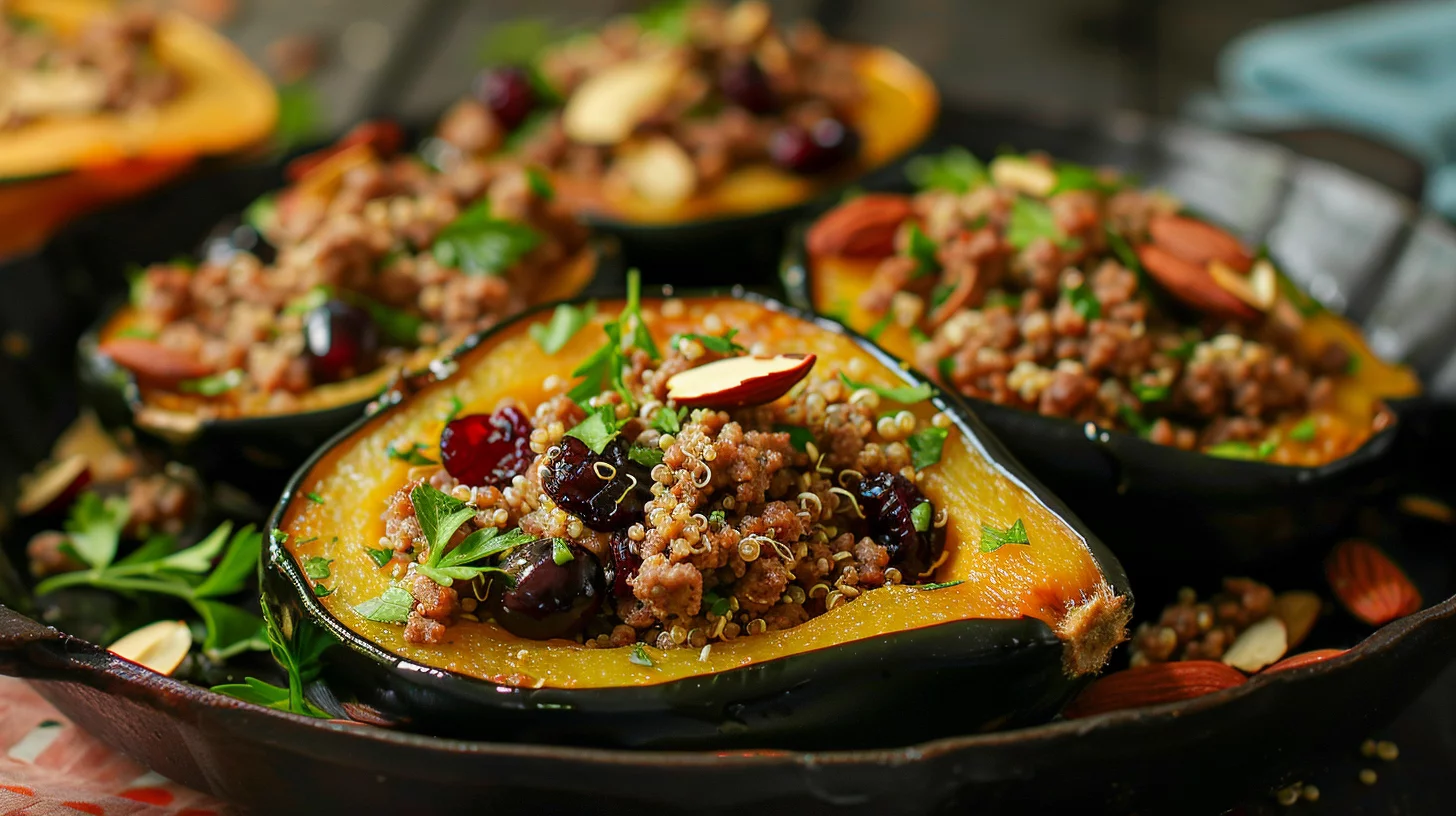 Turkey Stuffed Acorn Squash Boats
