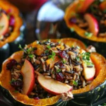 Apple Cranberry Wild Rice Stuffed Acorn Squash