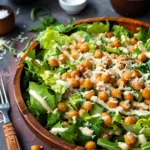 Brussels Caesar With Crispy Parmesan Chickpeas