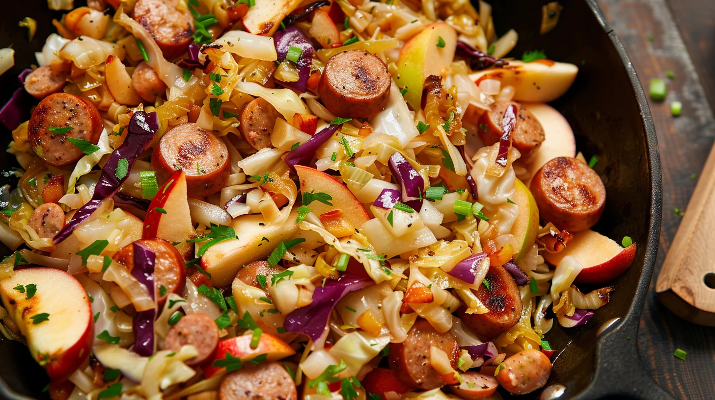 Cabbage Apple Chicken Sausage Skillet
