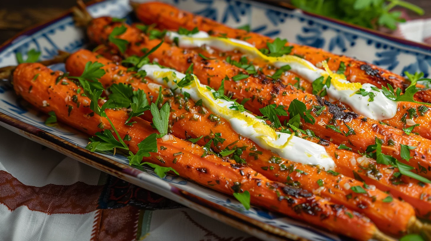 Garlic Herb Roasted Carrots With Lemon Yogurt