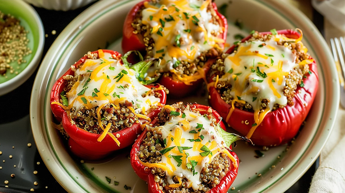Ground Turkey Quinoa Stuffed Peppers