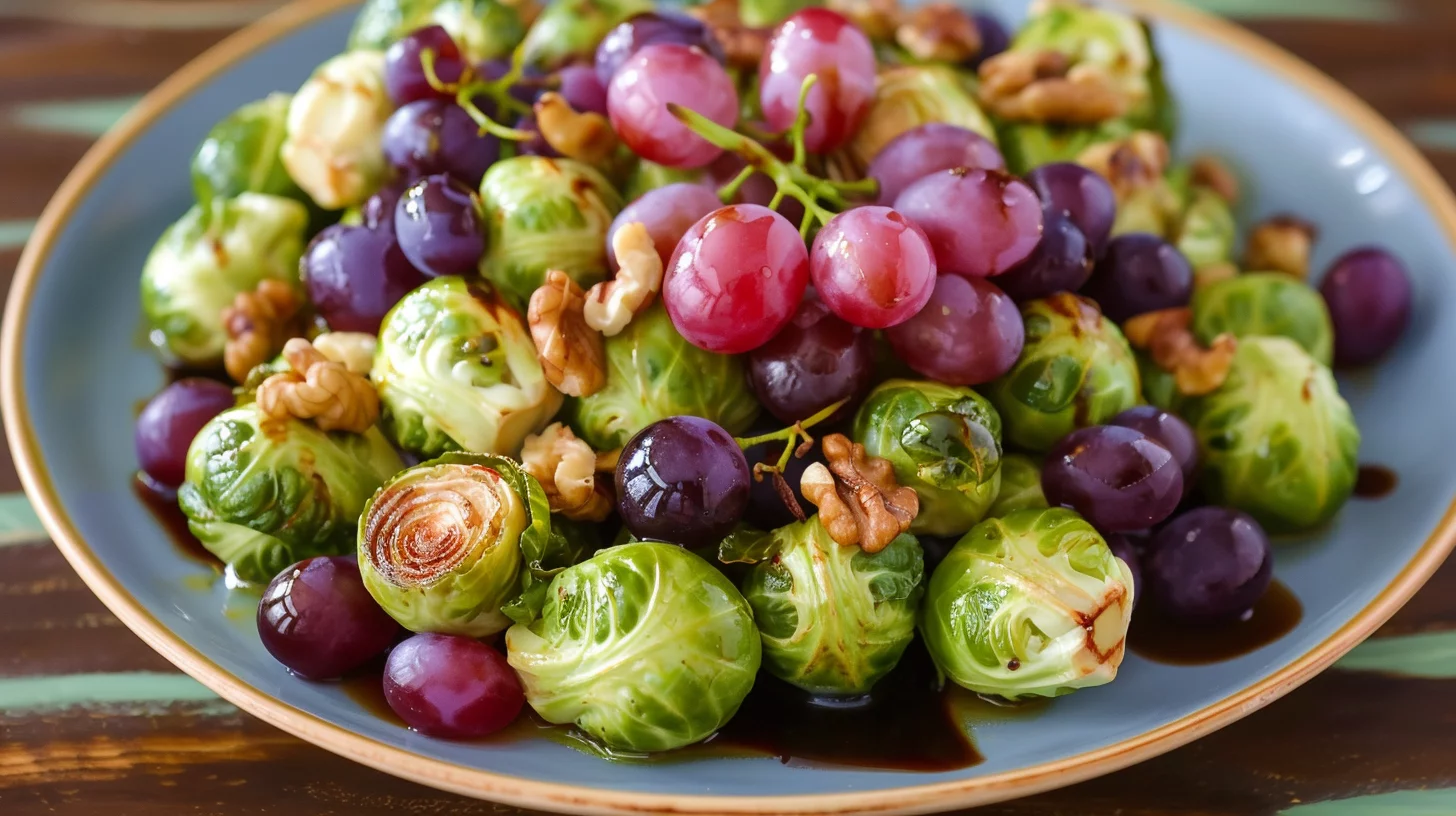 Maple Balsamic Brussels Sprouts With Grapes And Walnuts