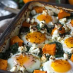 Roasted Butternut Spinach Feta Egg Bake