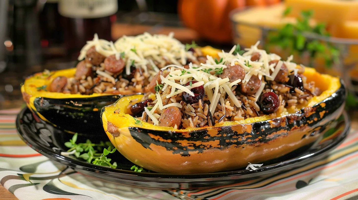 Turkey Stuffed Delicata Squash Boats