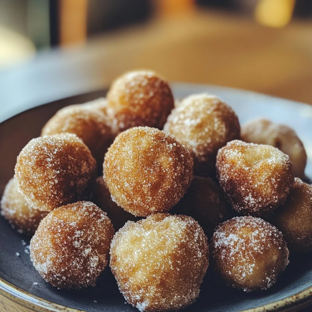 Delicious 3-ingredient banana donut holes served on a plate.