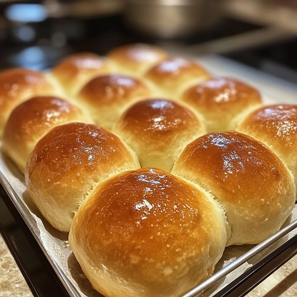30 Minute Dinner Rolls fresh out of the oven, golden brown and fluffy