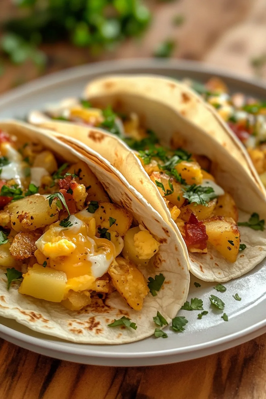 Potato, Egg, and Cheese Breakfast Tacos