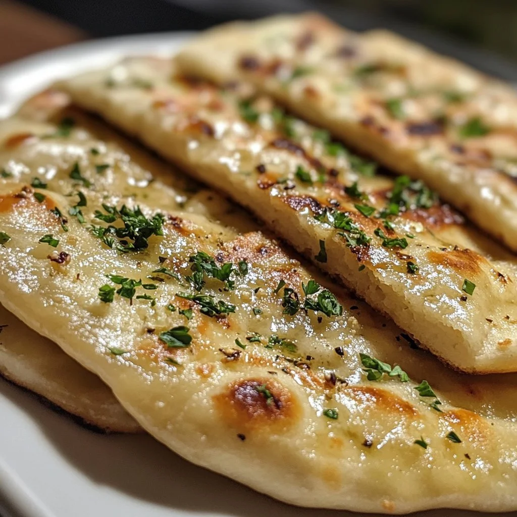 Air Fryer Garlic Flatbread recipe with golden crust and garlic topping