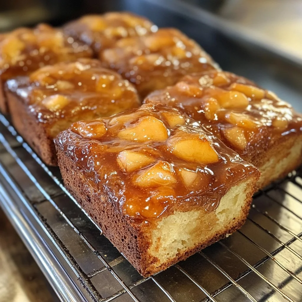 Freshly baked Amish apple fritter bread with apple chunks and spices