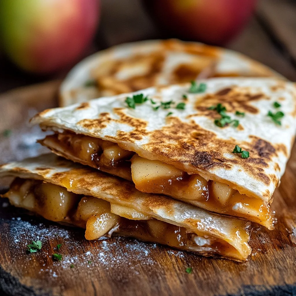 Delicious Apple Cinnamon Quesadillas served on a plate for breakfast.
