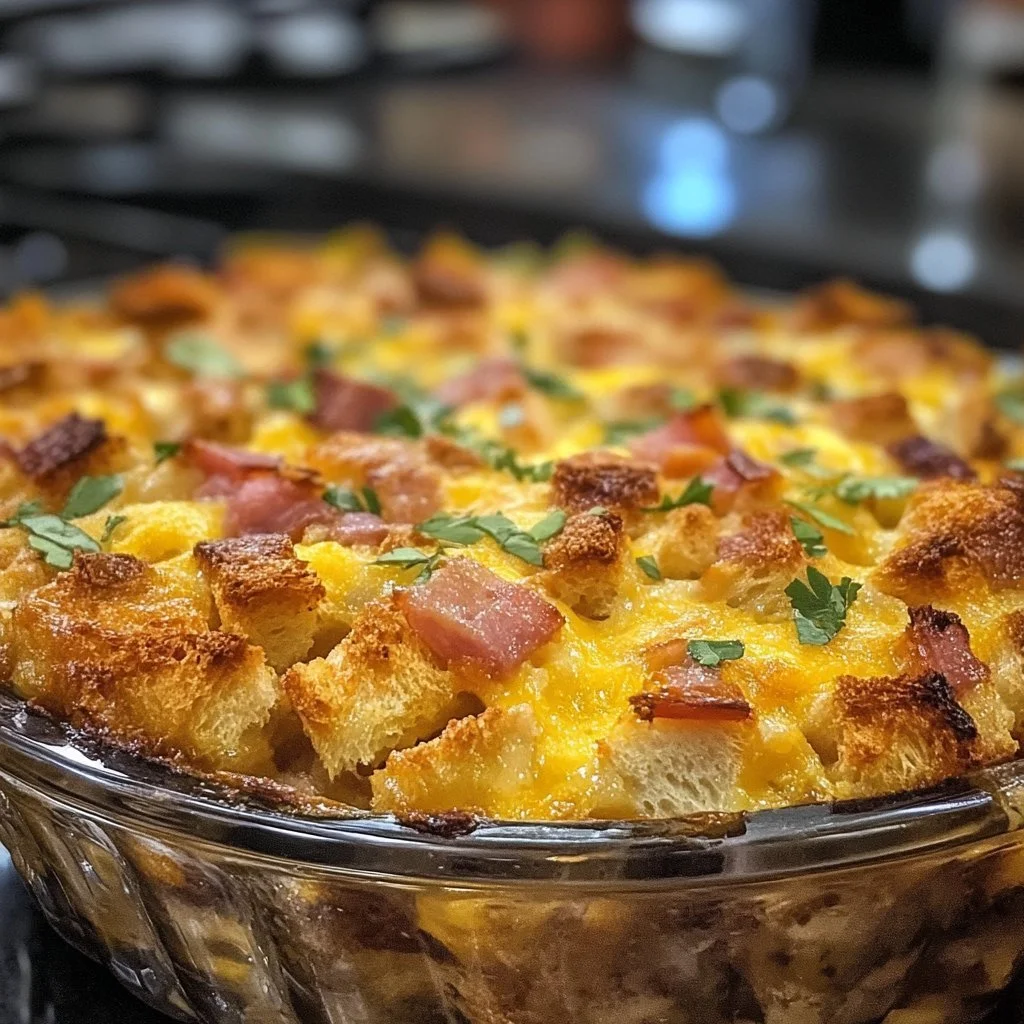 Delicious Breakfast Casserole baked with eggs, vegetables, and cheese.