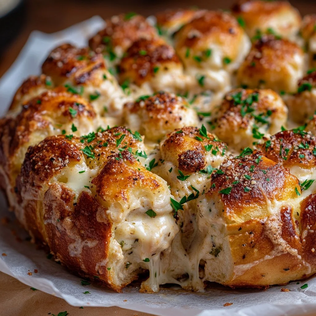 Delicious Chicken Alfredo Monkey Bread fresh out of the oven