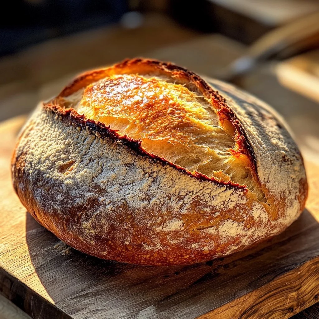 Freshly baked cinnamon sugar sourdough bread loaf with fragrant toppings