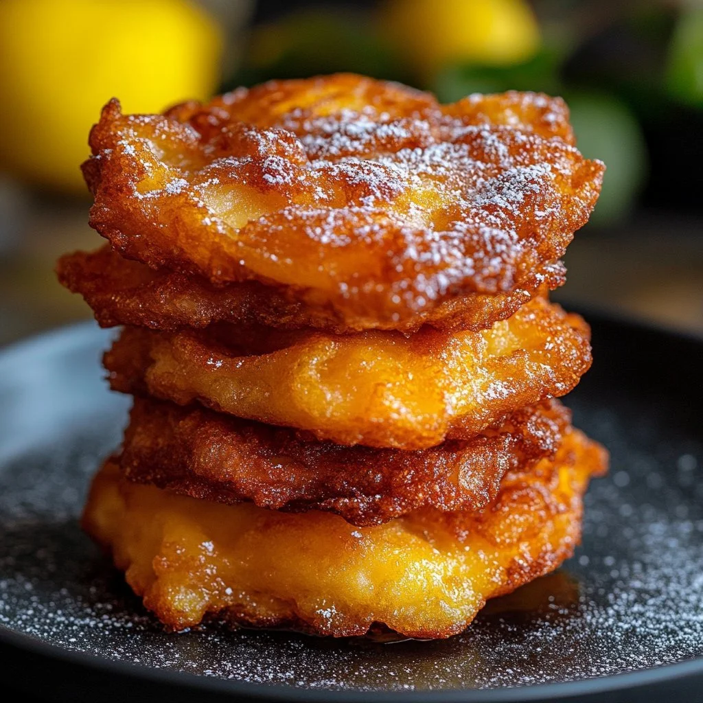 Crispy air fryer apple fritters served on a plate with caramel drizzle.