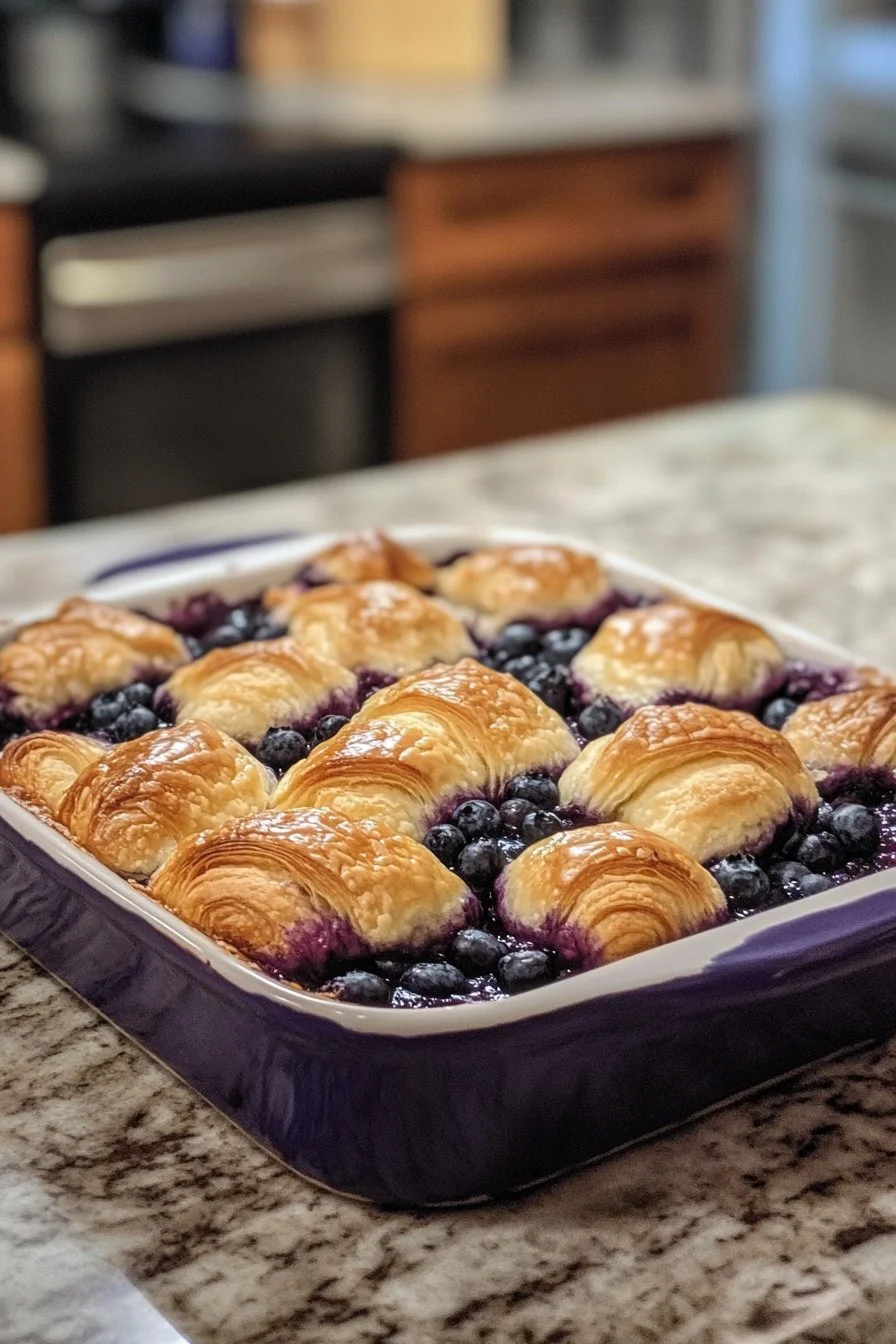 Blueberry Cream Cheese Croissant Casserole