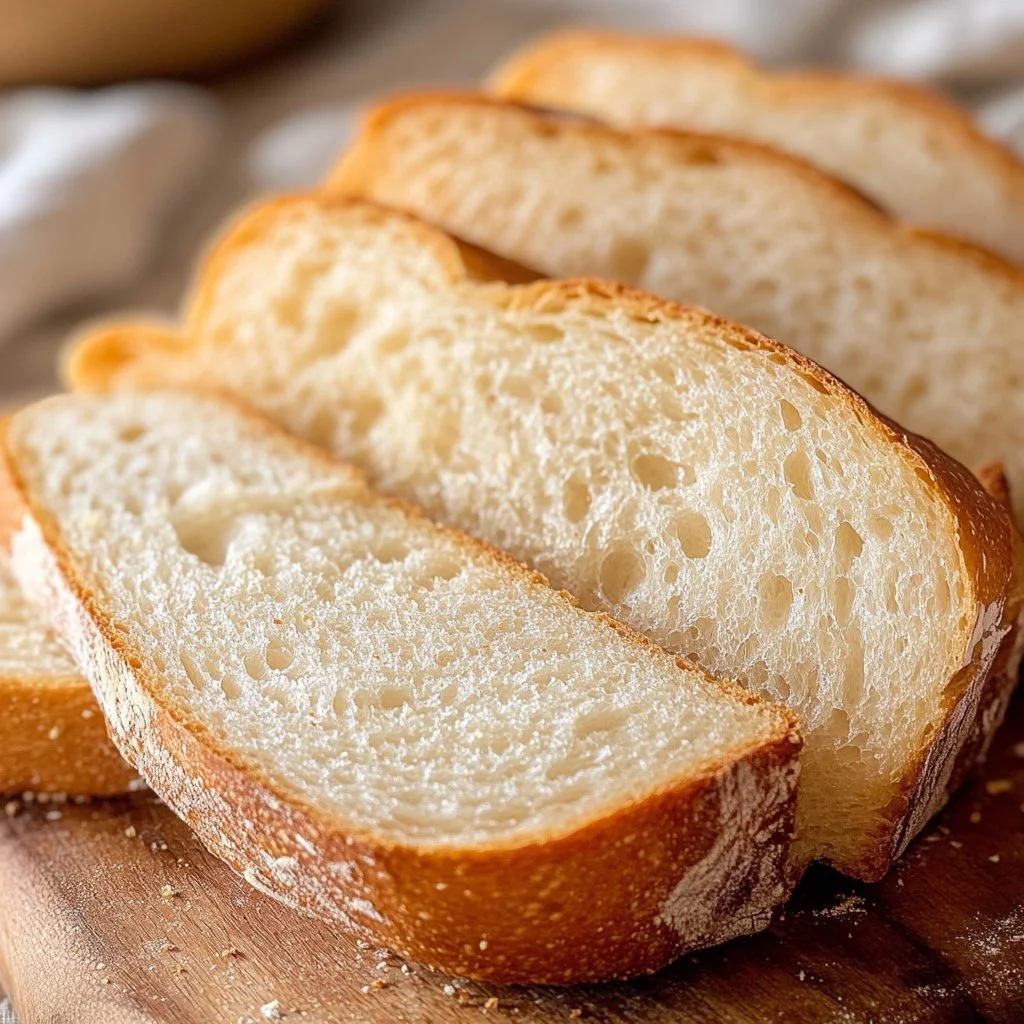 Soft and fluffy homemade sourdough sandwich bread sliced for sandwiches