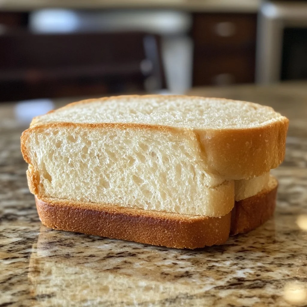 Freshly baked fluffy sourdough sandwich bread on a wooden cutting board.