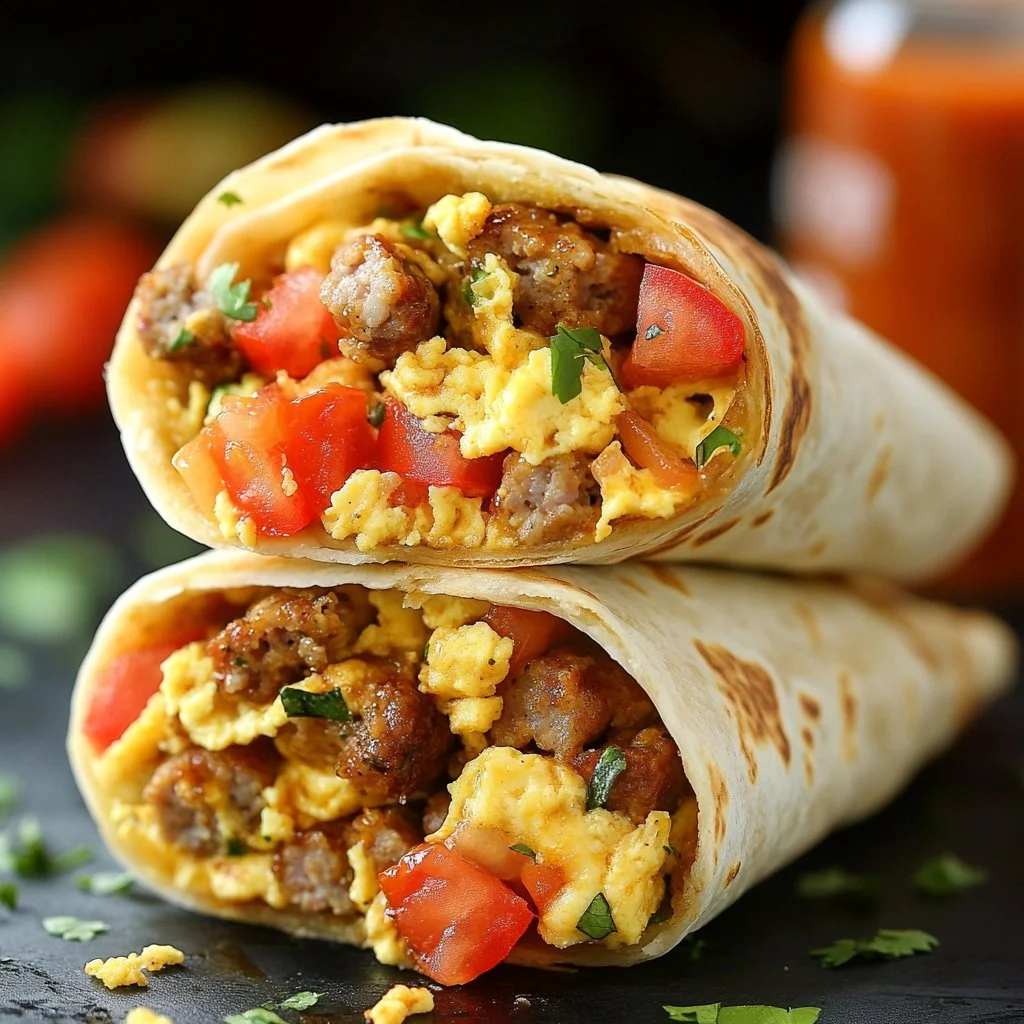 Delicious homemade freezer breakfast burritos ready to eat.