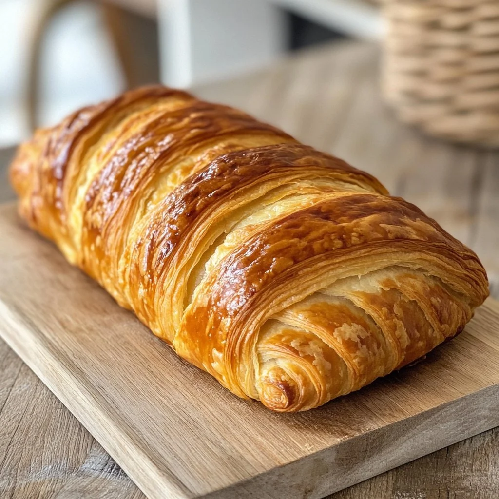 Ham and Cheese Sourdough Croissant Loaf fresh out of the oven