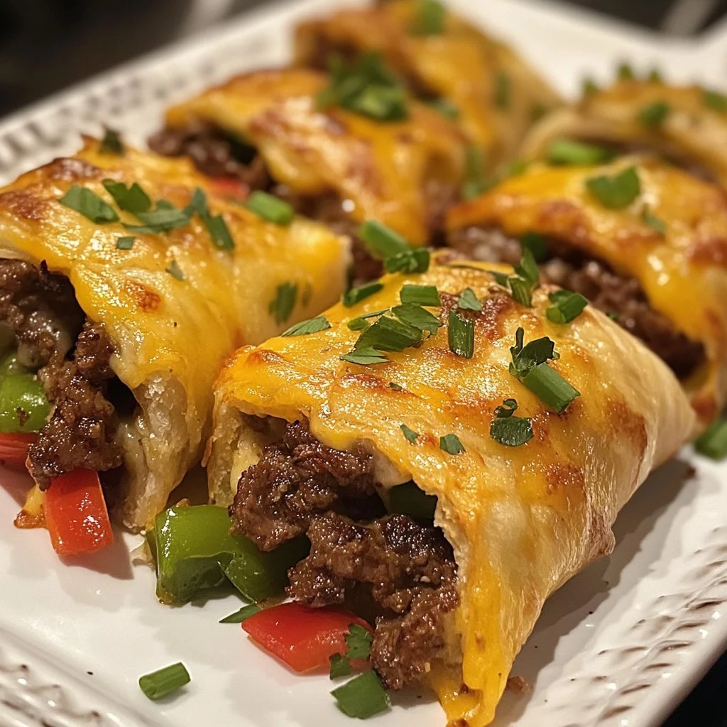 Delicious Keto Philly Cheesesteak Roll Ups served on a plate.