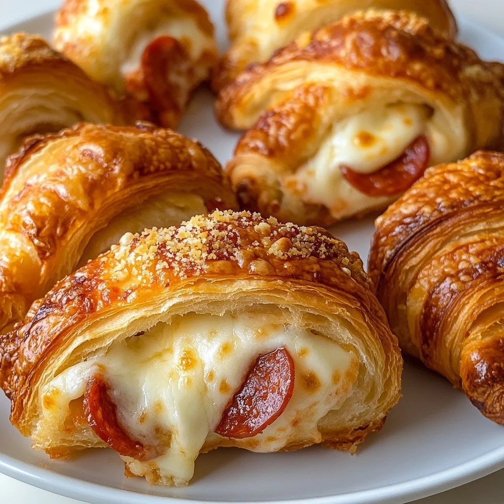 Mozzarella Pepperoni Croissant Rolls filled with cheese and pepperoni.