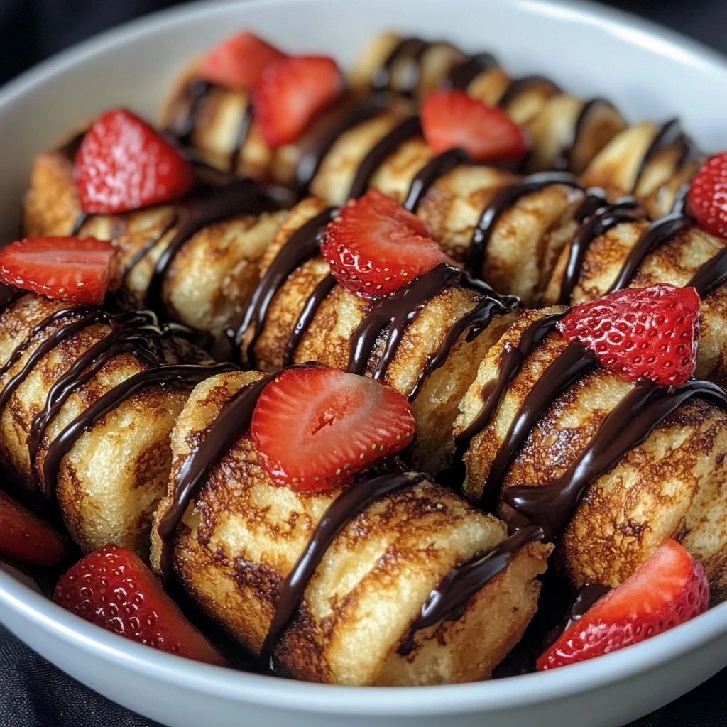 Delicious Nutella-Filled French Toast served with fresh berries and syrup