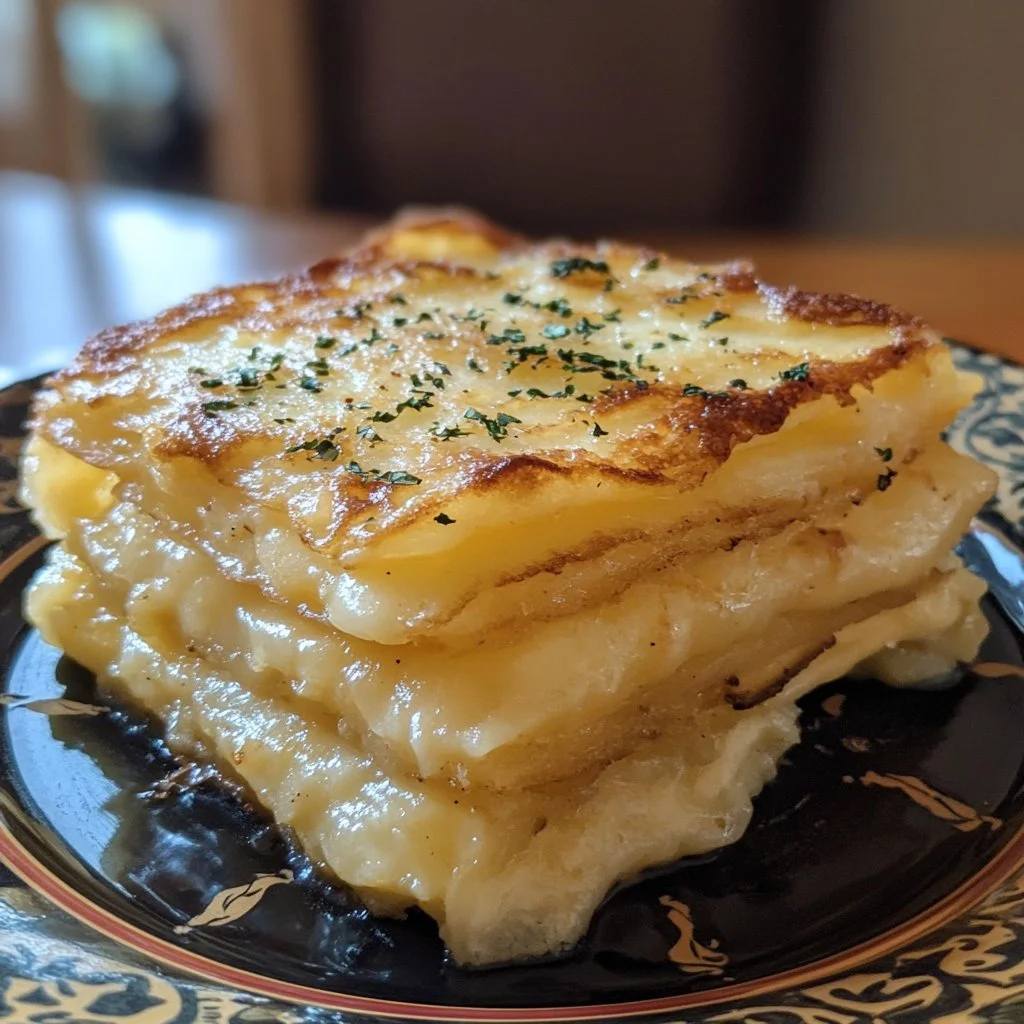 Delicious pancake casserole served with maple syrup and berries