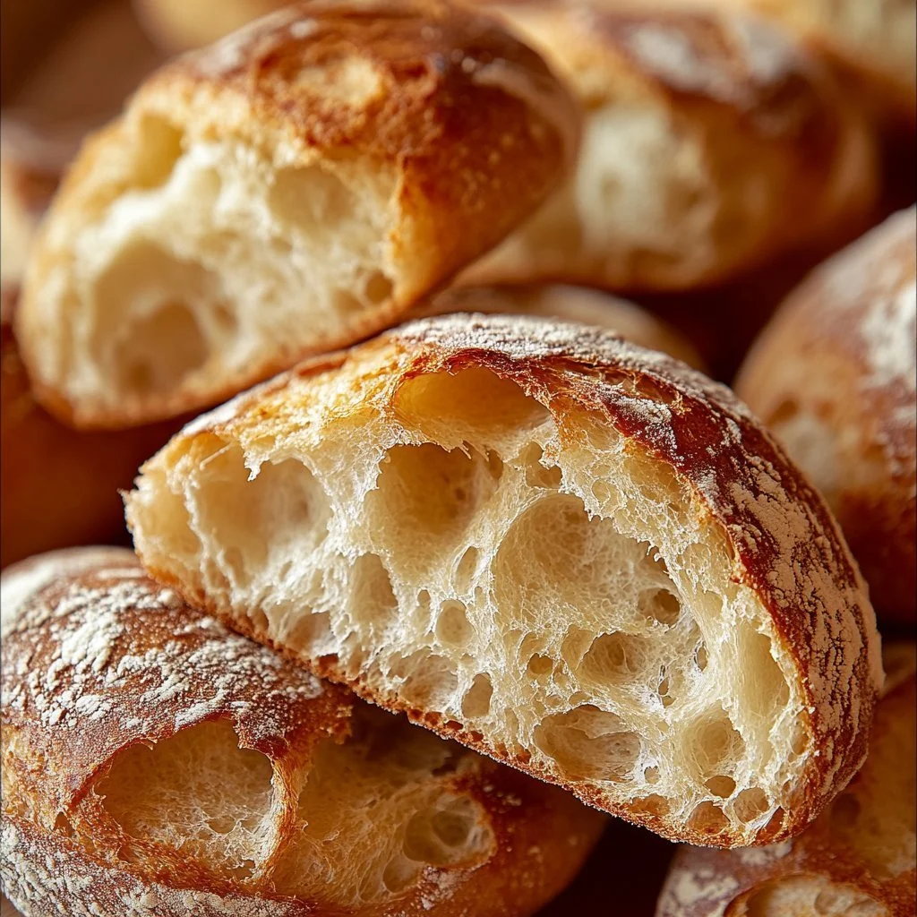 Freshly baked rustic Italian crusty bread with a golden crust