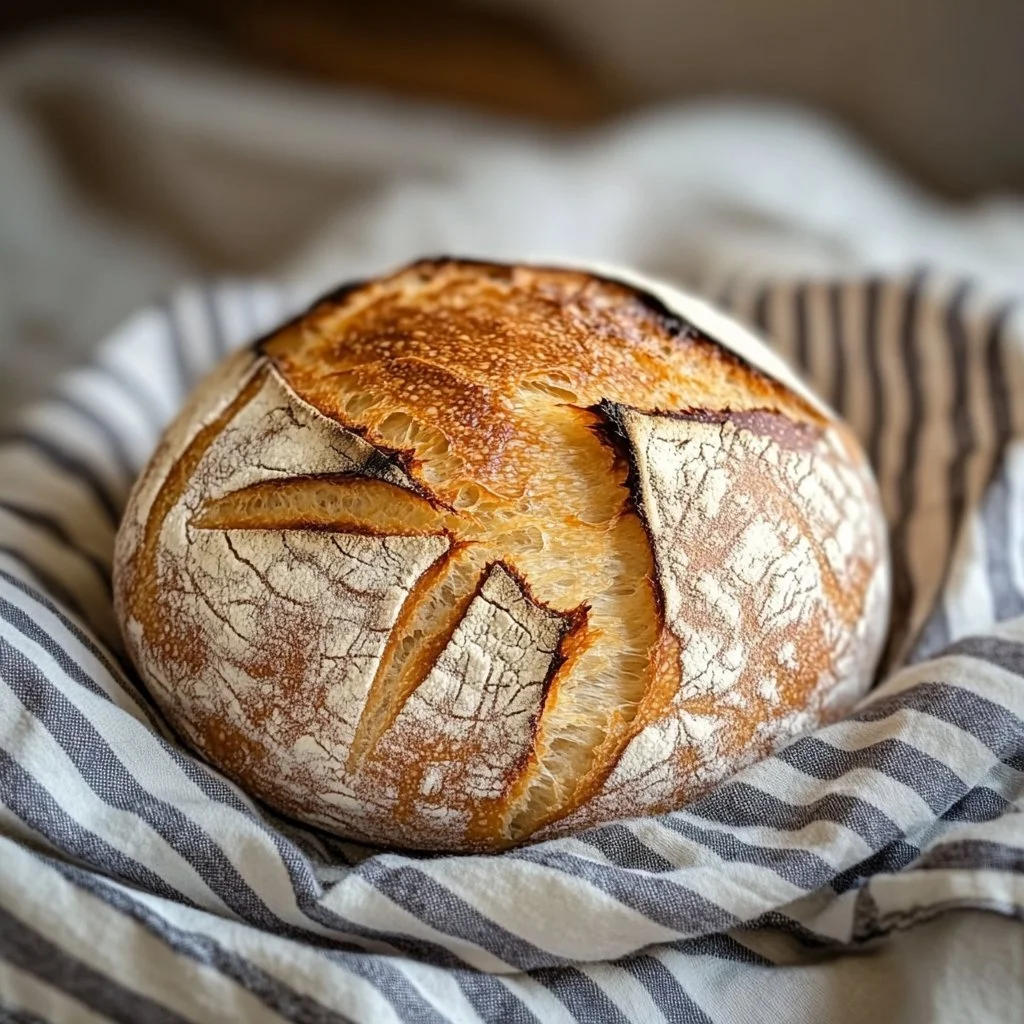 Freshly baked same day sourdough bread for dinner
