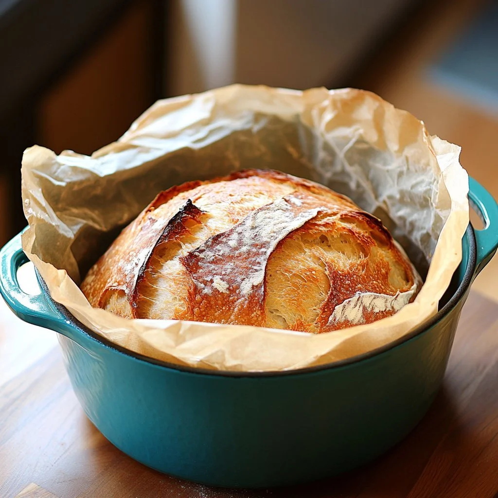 Freshly baked sourdough bread with a golden crust and soft interior