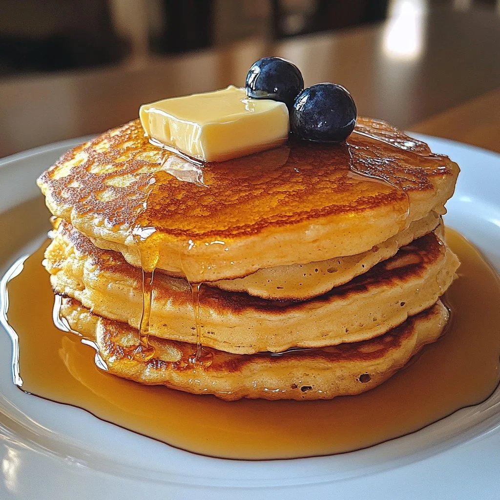 Fluffy sourdough pancakes made from sourdough discard