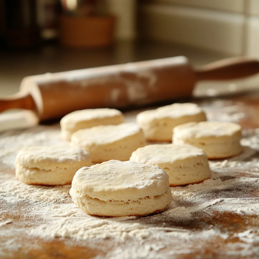 Southern butter biscuits served with butter and jam on a plate