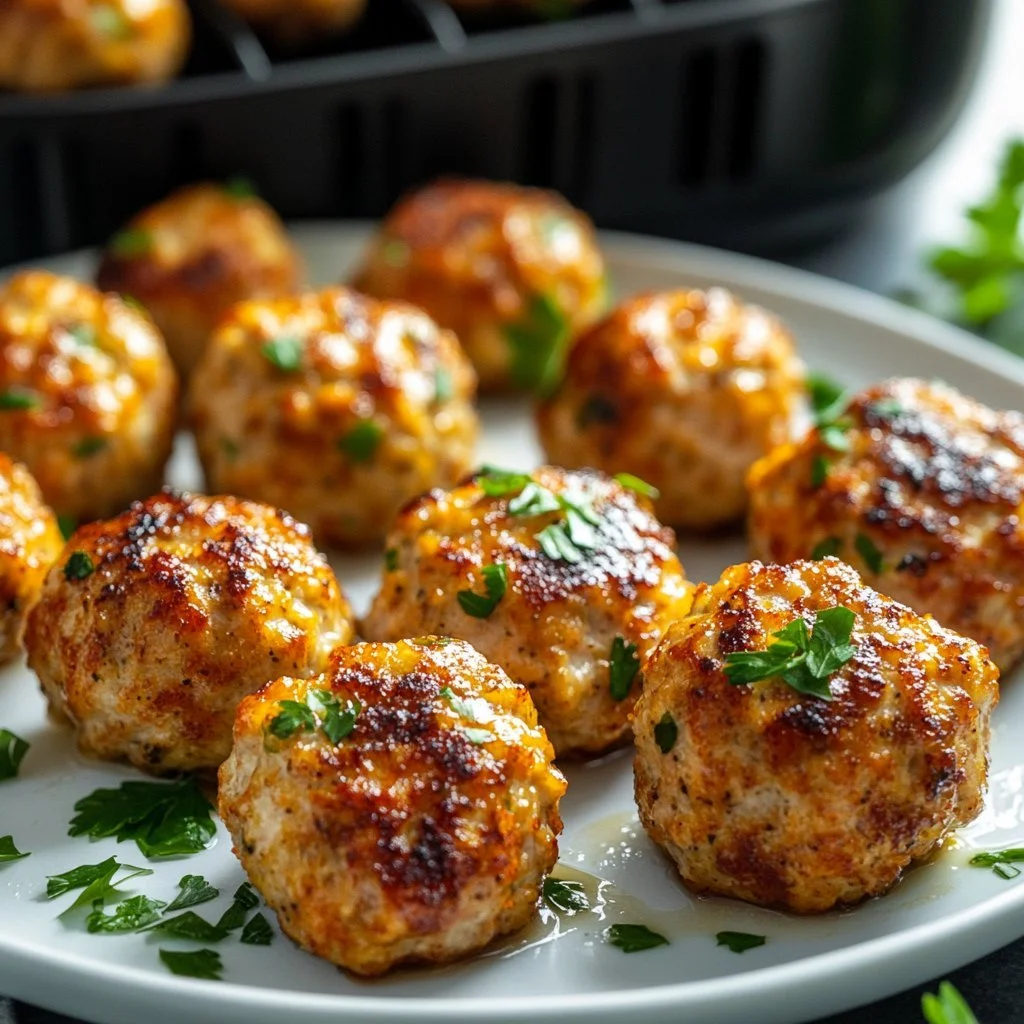 Delicious air fryer chicken meatballs cooked to perfection
