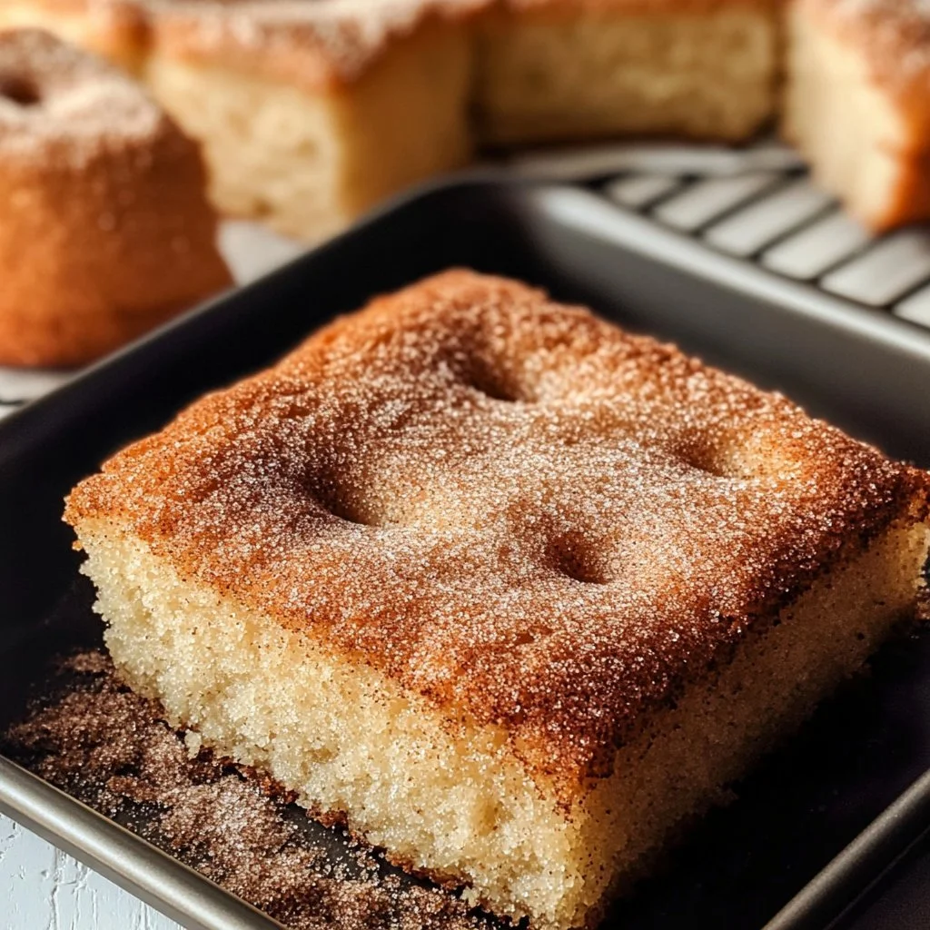 Slice of homemade Apple Cider Donut Cake with warm spices and apple bits