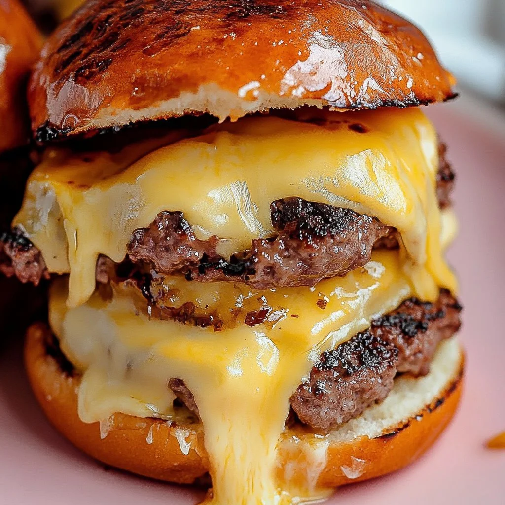 Deliciously juicy butter burgers with melted butter on top.