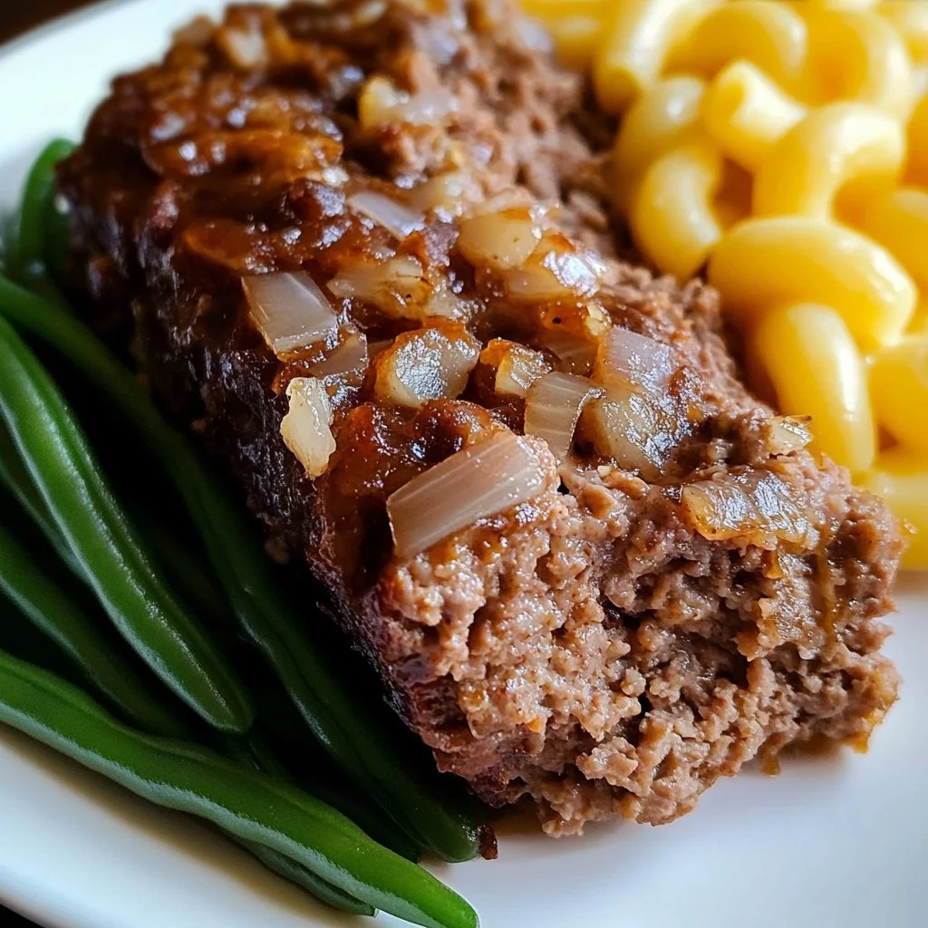 Cheesy low carb meatloaf served with herbs and spices on a plate