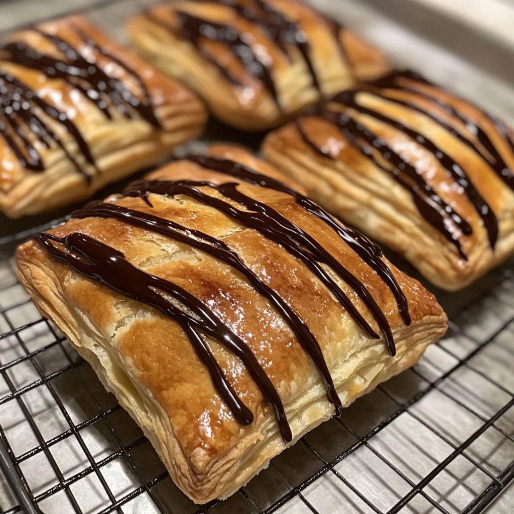 Delicious chocolate puff pastry with flaky layers and rich chocolate filling.