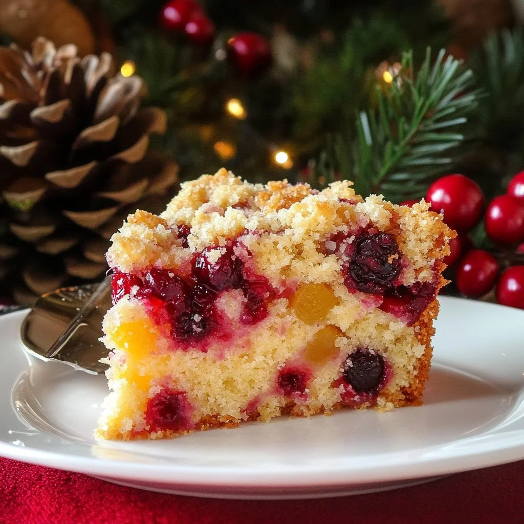 Delicious Christmas Cranberry Buckle with Sugar Cookie Streusel