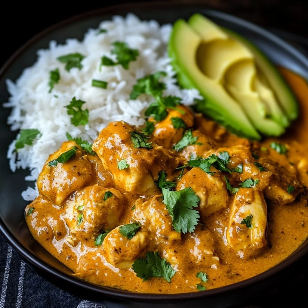 Coconut Chicken garnished with fresh herbs and served on a plate