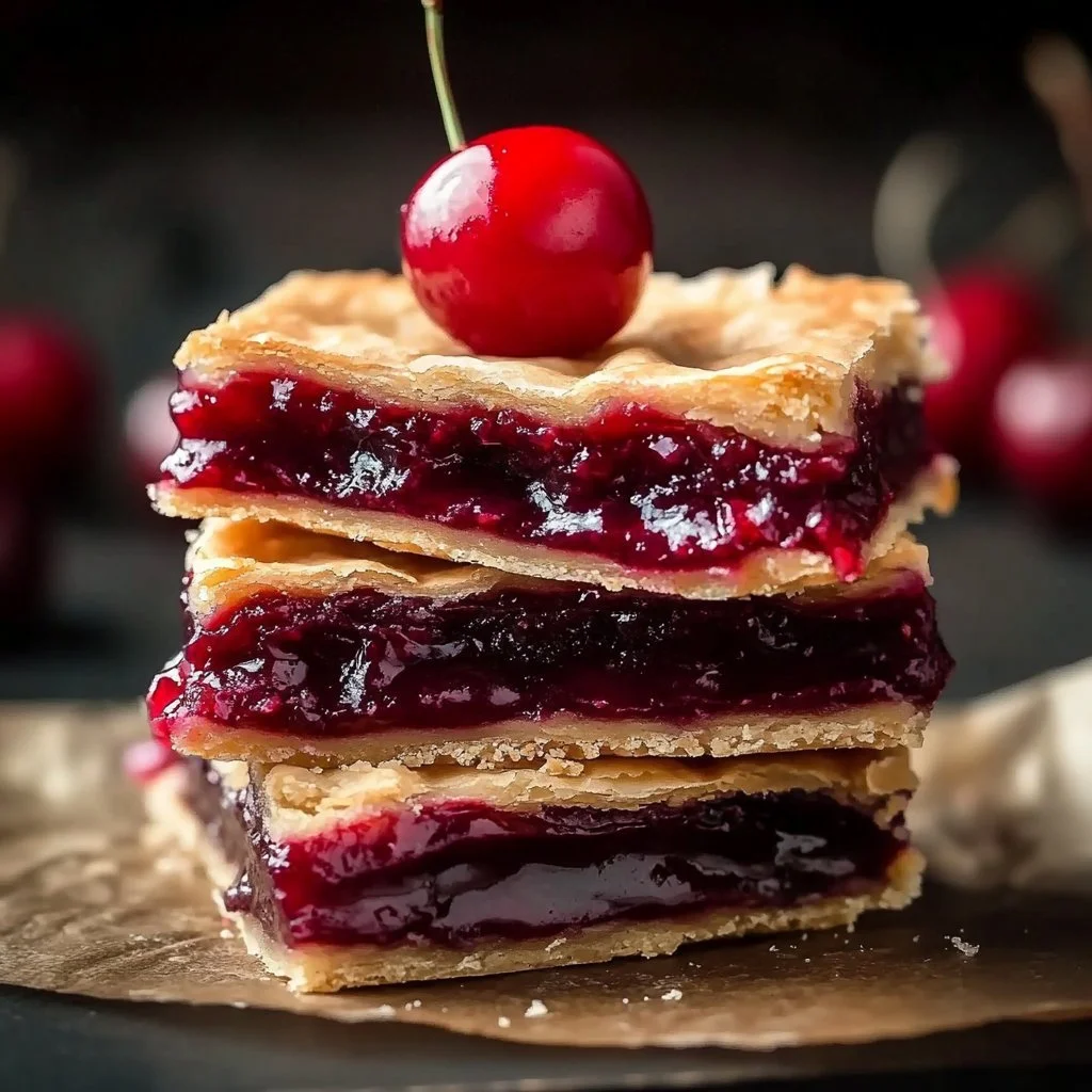 Delicious easy cherry pie bars with a flaky crust and cherry filling