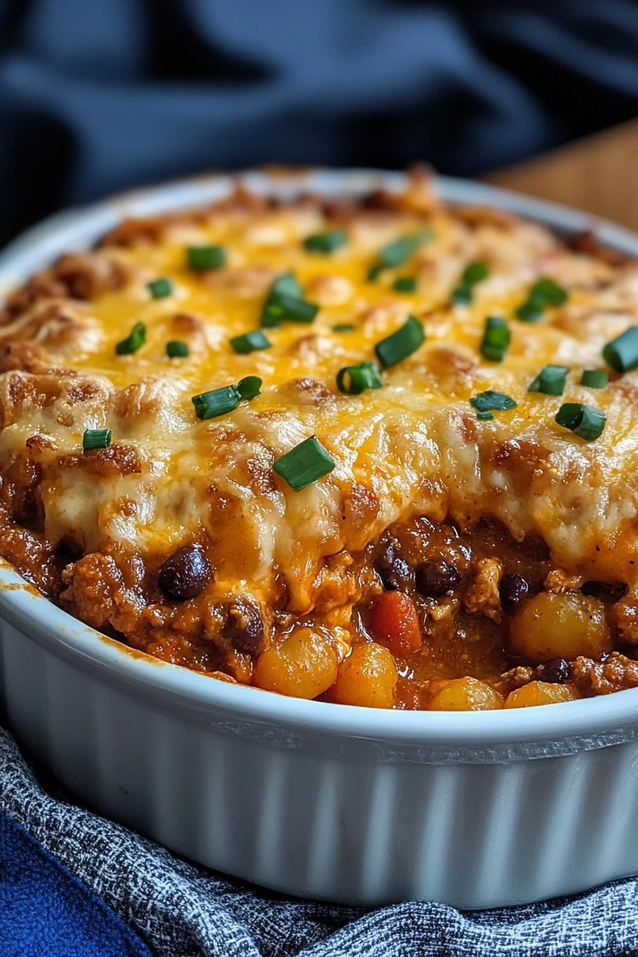 Chili Cheese Tater Tot Casserole