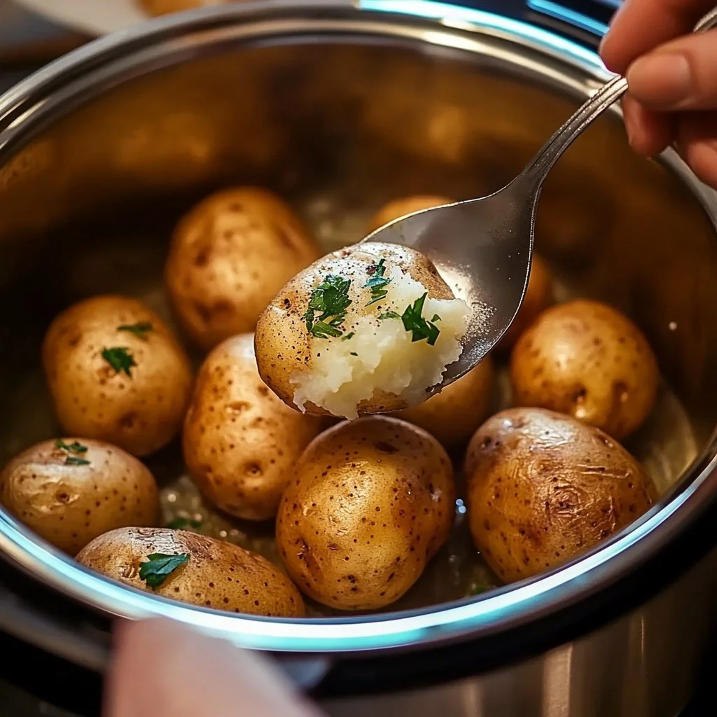 Delicious Instant Pot baked potatoes ready to be served