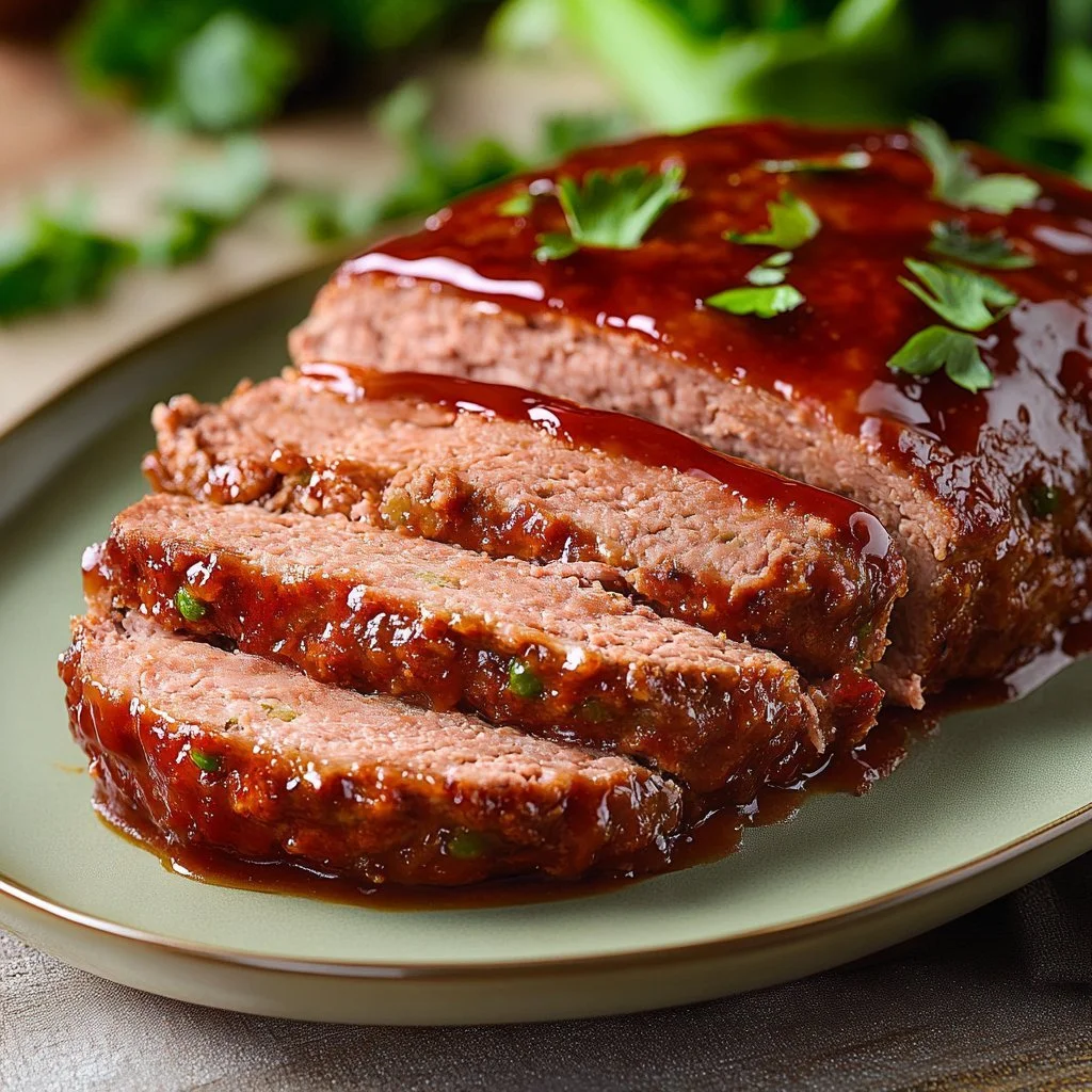 Jamie Oliver's turkey meatloaf served with vegetables on a plate.