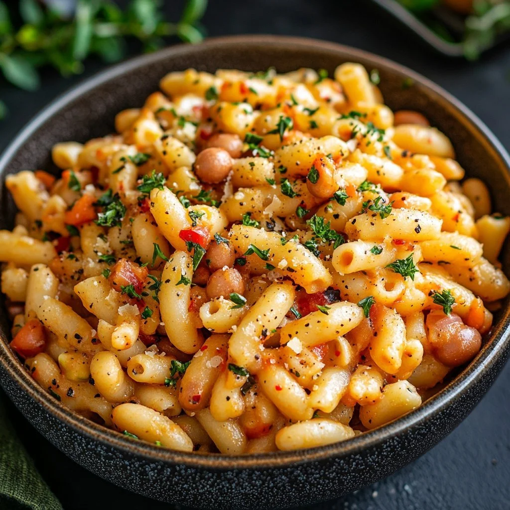 Delicious bowl of Pasta e Fagioli, a traditional Italian bean and pasta soup