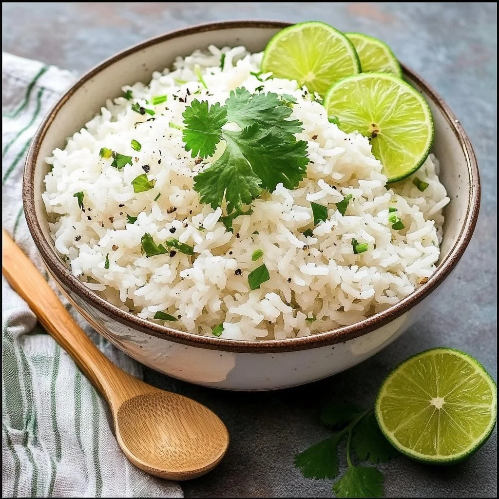 Fluffy rice cooker coconut rice served in a bowl with coconut flakes.
