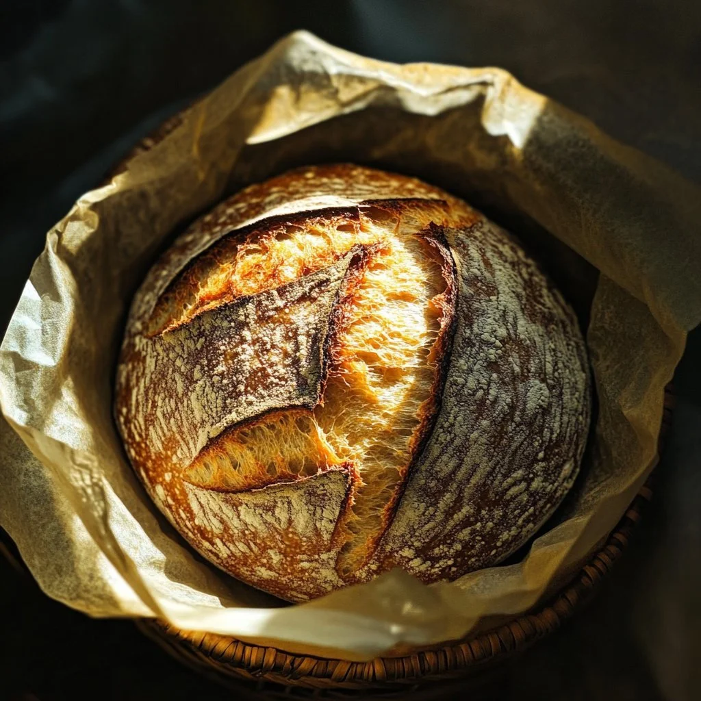 Freshly baked speedy same day sourdough bread with a golden crust