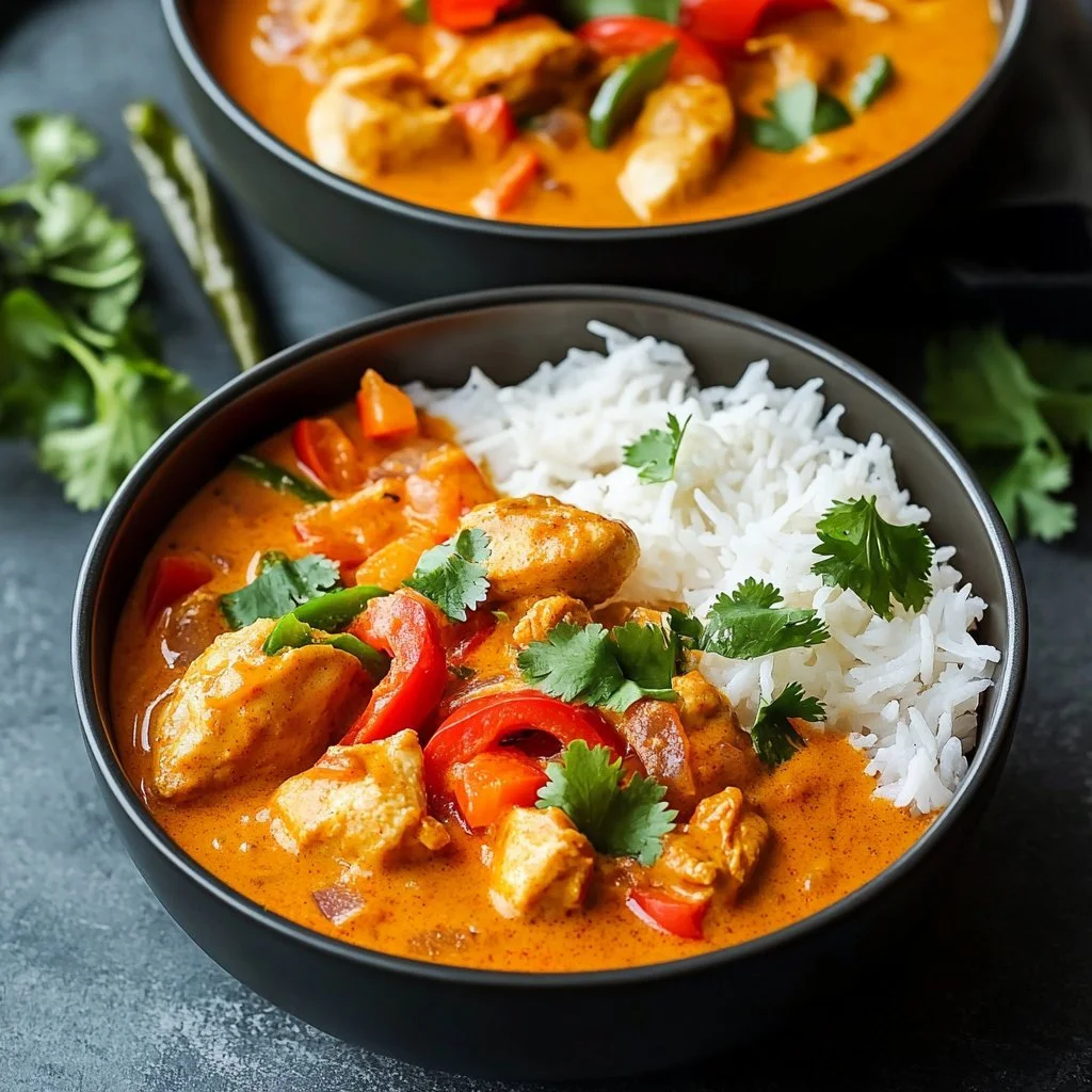 Delicious Thai Coconut Chicken served in a bowl